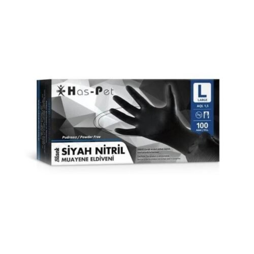 Haspet Siyah Nitril Muayene Eldiveni Pudrasız Large 100 Adet Haspet Siyah Nitril Muayene Eldiveni Pudrasız Large 100 Adet